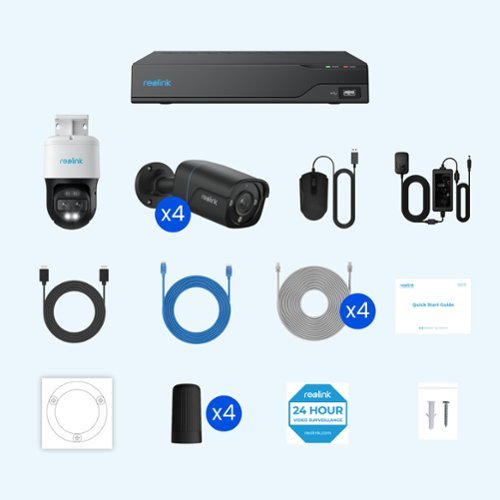 Reolink 8 - Channel, 4 - Bullet 1 - Pan Tilt Auto Track Camera Indoor/Outdoor 4K 8MP PoE 2TB NVR Security Surveillance System - Black SHOP ONLINE