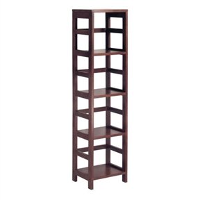 Hivvago - 4-Shelf Narrow Shelving Unit Bookcase Tower - Espresso-Front_Standard 