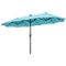 Ainfox - 13FT Large Patio Umbrella with Solar LED Lights & Crank Handle,Outdoor Market Umbrella for Deck,Backyard,Beach - Blue-Front_Standard