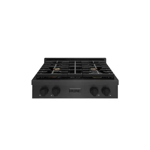 Front. ZLINE - ZLINE 30 in. Paramount Gas Rangetop with 4 Brass Burners and Porcelain Cooktop in Black Satin Steel (SRTBS-BR-30) - Black Satin Stainless Steel.