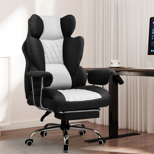 CloudRest Pro - 400lbs Heavy Duty Office Chair Fabric Wide Ergonomic Comfy Executive Chair - Black & Gray-Front_Standard 