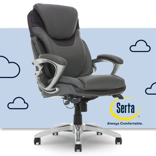 Serta - Bryce Bonded Leather Executive Office Chair with AIR Technology - Gray-Front_Standard 