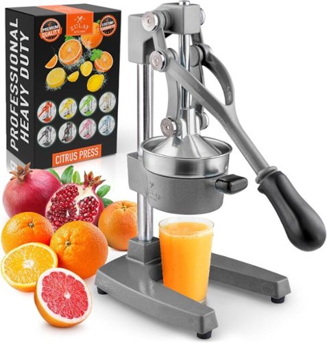 Zulay Kitchen - Cast-Iron Manual Citrus Press & Orange Squeezer Juicer - Gray-Front_Standard 