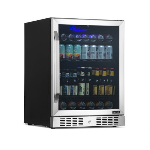 NewAir - 24â€ 177-Can Built-In Beverage Cooler with Precision Digital Thermostat and Adjustable Shelves - Stainless Steel