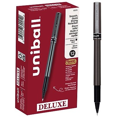 uni-ball - Deluxe Rollerball Pens, Micro Point, 0.5mm - Black Ink-Front_Standard 