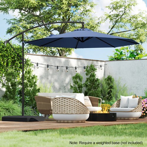 Gymax 10 FT Patio Offset Umbrella w/ X shaped Base Infinite