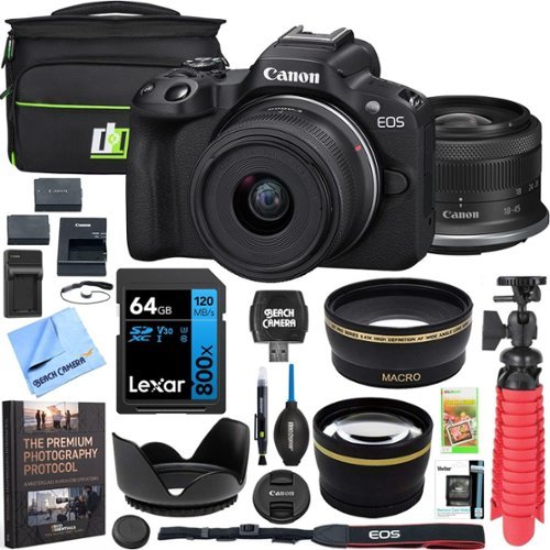 Bundle - Canon - EOS R50 Mirrorless Camera Black + 18-45mm IS STM Lens Kit Premier-Front_Standard 