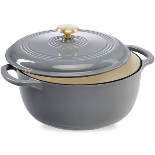 Best Choice Products - 7.5 Quart Enamel Cast-Iron Dutch Oven, Heavy-Duty Cookware w/ Dual Handles, Lid - Graphite Gray-Front_Standard 