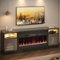 Bestier - 70" Electric Fireplace Gaming TV Stand Entertainment Center for TVs up to 80"with LED Lights & Storage Cabinets - Black-Front_Standard