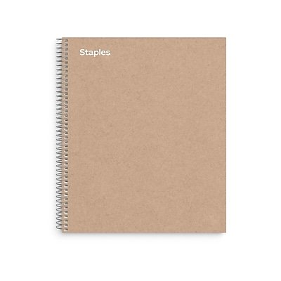 Staples - Premium 3-Subject Notebook, 8.5" x 11", College Ruled, 150 Sheets, (TR52123) - Brown