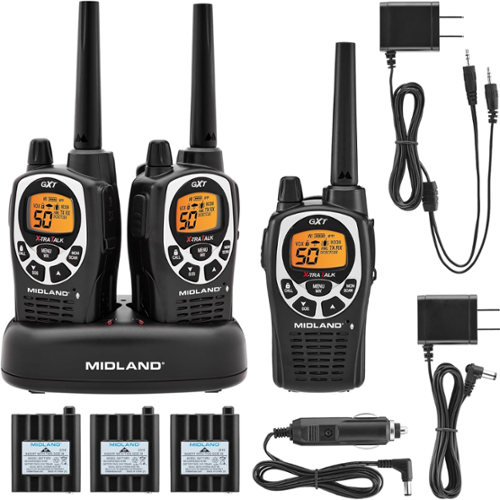 Midland - 3 Pack of GXT1000 GMRS Radios - Black-Front_Standard 