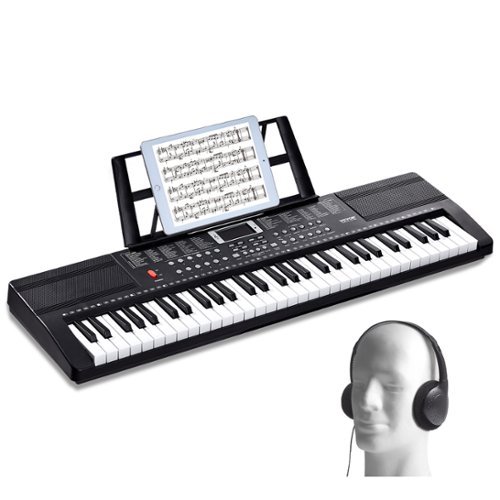 VEVOR - 61 Key Digital Keyboard Piano, 200 Tones 200 Rhythms, Electric Portable Piano Keyboard Kit - Black-Front_Standard 