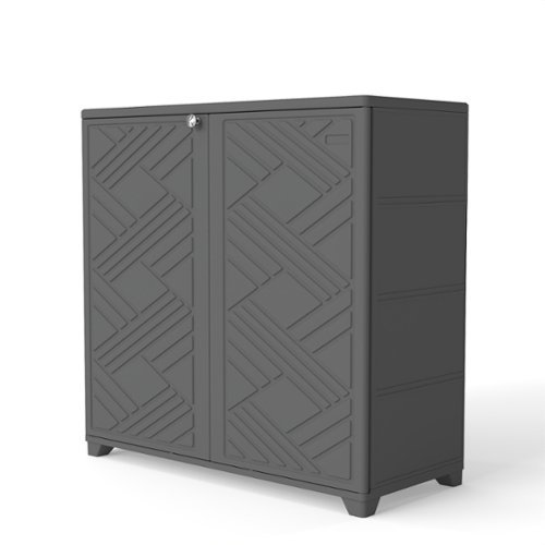 Yardgrace - Outdoor Storage Locker 34.3 in. x 15.1 in. x 33.5 in Resin Large Waterproof 80 Gal. Deck Box - Black No shelves-Front_Standard 