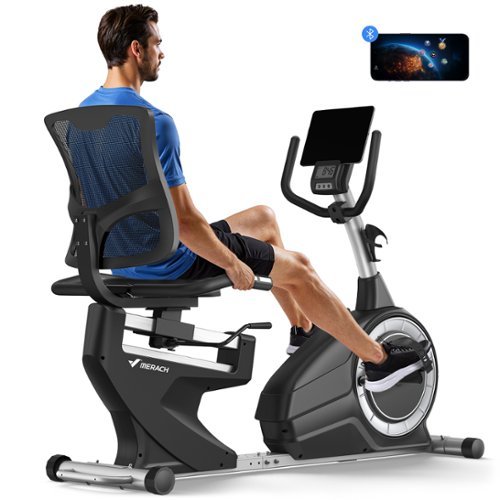 MERACH - S50 Recumbent Exercise Bike for Home & Seniors, Smart Bluetooth, LCD, Heart Rate Handles, Light Commercial Use - Commercial Black & Silver-Front_Standard 