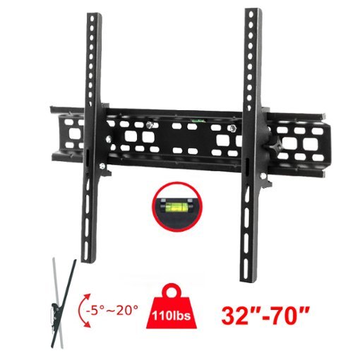 Winado - Home Dorm TV Wall Mount Bracket 32-70" Wall Mount TV Stand VESA400*600/-5°~ 20° with Spirit Level - Black-Front_Standard 