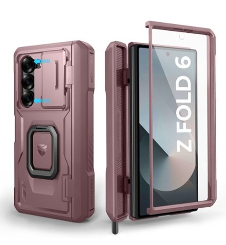 Dexnor - Bumper Case for Samsung Galaxy Z Fold 6 with S Pen Holder, Camera Cover, Hinge Protection, Screen Protector - Peony Pink-Front_Standard 
