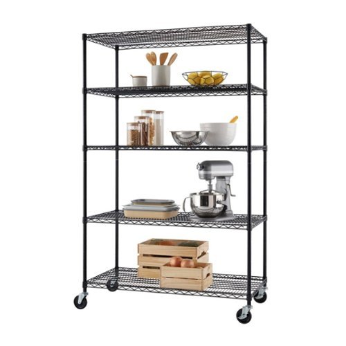 TRINITY 5-Tier | 48x24x72 | Commercial Wire Shelving | NSF | w/ Wheels | - Black