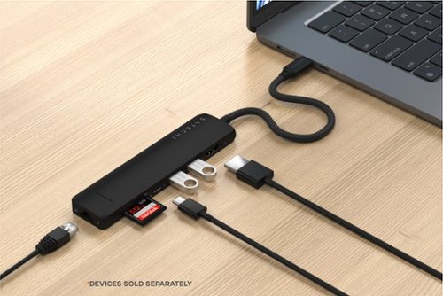 Satechi 7-in-1 USB-C Slim Multiport Adapter w/ Ethernet, 4K HDMI, 60W USB-C, 2 USB-A, SD/Micro Readers for Mac & Windows - Black GLOBAL SHIPPING
