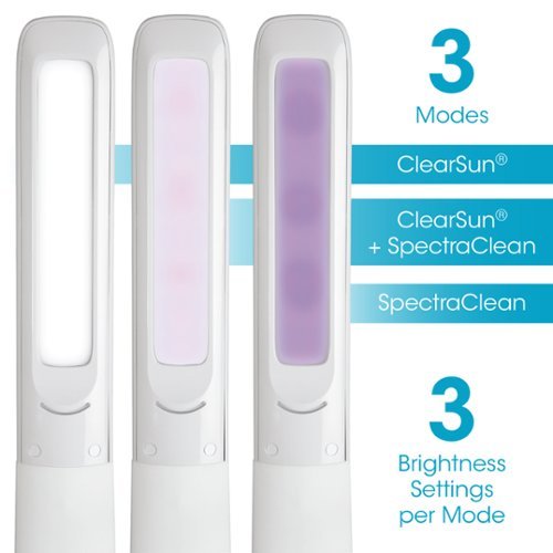 OttLite Purify LED Sanitizing Desk Lamp with SpectraClean Disinfection, 3 Brightness Settings, Wireless Qi Charging, & USB Port - White BUY IN UAE