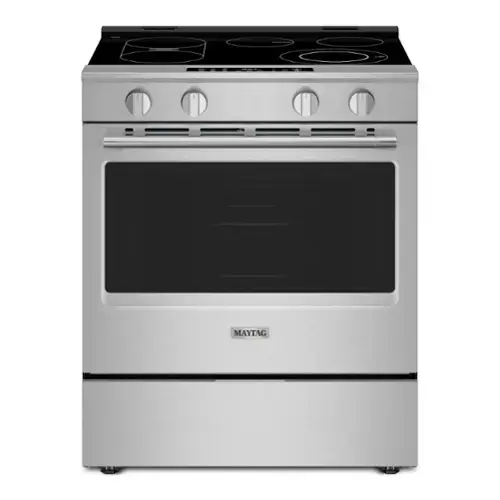 Front. Maytag - 5.3 Cu. Ft Slide-In Electric Range with Grill Mode and No Preheat Air Fry - Fingerprint Resistant Stainless Steel.