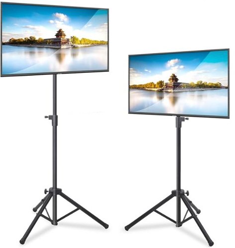Pyle - LED TV Tripod Stand - 2 Pcs, Adjustable Height, Fits LCD/LED TVs up to 32" w/ Tilt & VESA Mount (PTVSTNDPT3215X2) - Black-Front_Standard 