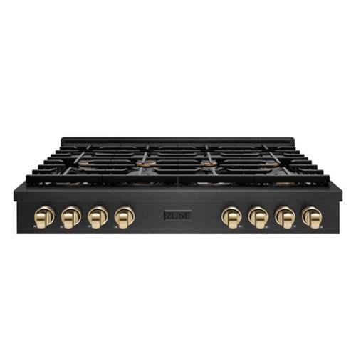 ZLINE - Autograph 48 in. 8 Burner Paramount Gas Rangetop in Black Satin Stainless Steel with Gold Accents (SRTBSZ-48-G) - Black Satin Stainless Steel