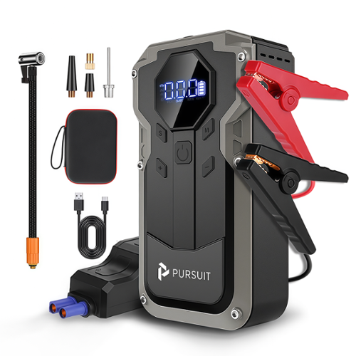 Pursuit - Jump Starter with Air Compressor, 2000A Peak Car Battery Booster(8L Gas/6L Diesel), 150PSI Tire Inflator Portable 12V Ju-Front_Standard 