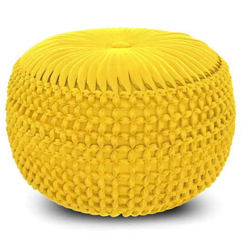 Simpli Home - Renee Round Pouf - Golden Yellow-Front_Standard 