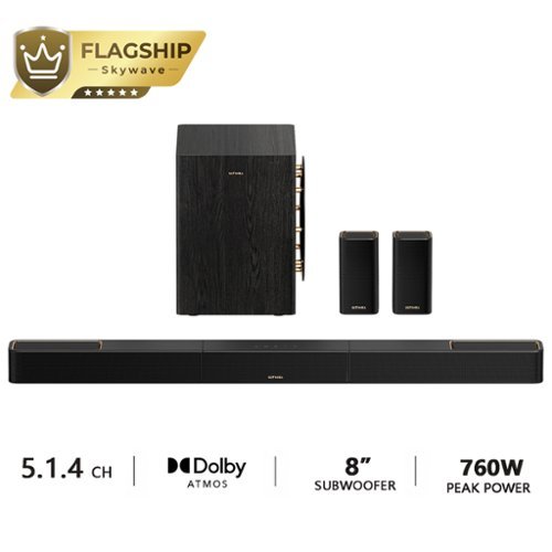 Ultimea - Skywave Series, 5.1.4ch Sound Bar with Dolby Atmos, Wireless Surround Sound System for TV, 8" Subwoofer - Black-Front_Standard 