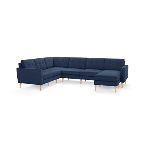 Burrow - Mid-Century Nomad 6-Seat Corner Sectional with Chaise - Navy Blue-Front_Standard 