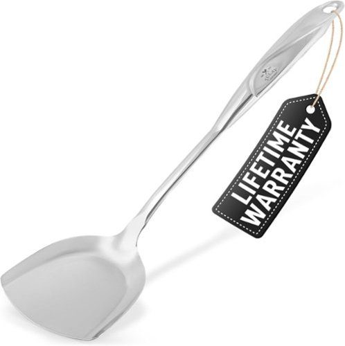Zulay Kitchen - Stainless Steel Metal Wok Spatula - Durable Wok Turner Spatula Shovel with Ergonomic - Silver-Front_Standard 