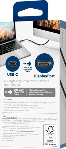 Insignia™ 6 ft. USB-C to DisplayPort Cable - Black BUY IN EUROPE