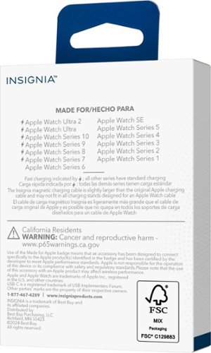 Insignia™ 4 ft. Apple Watch Magnetic Charging Cable to USB-C Braided Cable with USB Adapter - White BUY IN AUSTRALIA