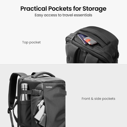 tomtoc Navigator-T66 Laptop Travel Backpack, TSA Friendly Flight Approved Carry-on Luggage Weekender Backpack, Fit 17.3 Laptop - Black GLOBAL SHIPPING