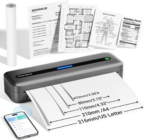 Phomemo - M832 Portable Mini Wireless Printer for Travel and Home, support A4 size paper, with built-in paper bin - Gray-Front_Standard 
