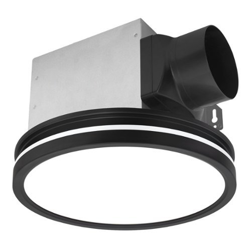 Akicon - Bathroom Exhaust Fan with Light, Dimmable 3CCT LED Light with Night Light, 80 CFM, 2 Sones, Round - Black-Front_Standard 