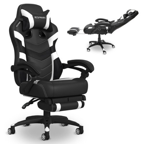 Respawn Products - RESPAWN 110 Pro - Ergonomic Gaming Chair with Footrest, Office Recliner with Lumbar Support and Headrest - White-Front_Standard 