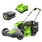Greenworks - 80V 21" Brushless Cordless (Push) Lawn Mower (LED Headlight), 4.0Ah Battery and Rapid Charger Included - Green-Front_Standard
