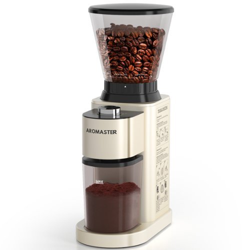 Aromaster - Burr Coffee Grinder, Coffee Bean Grinder,Stainless Steel Electric Grinder, 48 Grind Setting - Beige-Front_Standard 