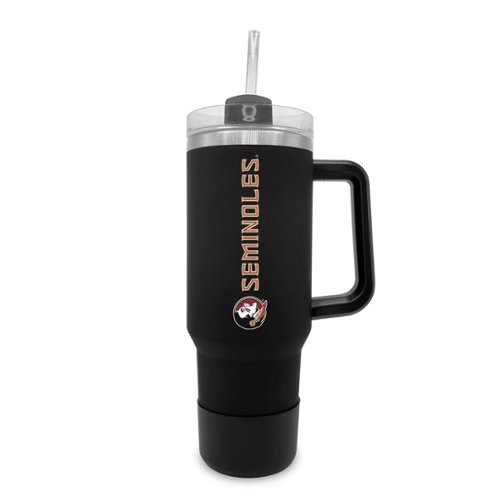 The Fanatic Group - Florida State Seminoles 40oz. Stainless Tumbler with Handle & Removable Straw - Black-Front_Standard 