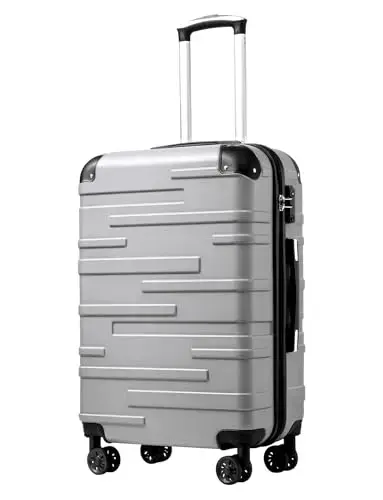 Front. Vulpecula Spade - Luggage Suitcase Carry-on Hardside Travel Luggage TSA Lock Spinner Telescopic Handle - sliver.