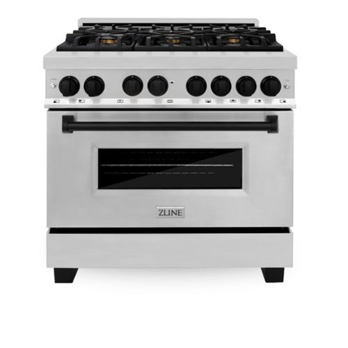 ZLINE - Autograph 36" Legacy Dual Fuel Range w/ 6 Burners & Matte Black Accents (RAZ-36-MB) - Stainless Steel/Matte Black Accents-Front_Standard 