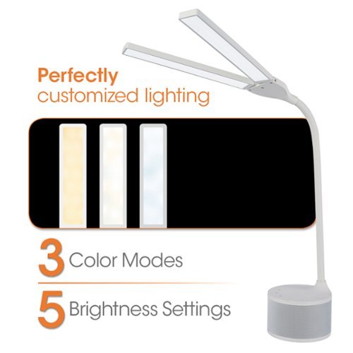 OttLite Dual Shade LED Lamp with Bluetooth Speaker and USB Port - White BUY ONLINE