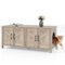 Gymax - Cat Litter Box Enclosure for 2 Cats w/ Double Rooms Wooden Cat Washroom Cabinet - Oak-Front_Standard