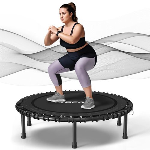 FED Fitness - BCAN 450LBS Foldable Mini Trampoline, 40"Adult Fitness Trampoline with Durable Bungees - Black-Front_Standard 