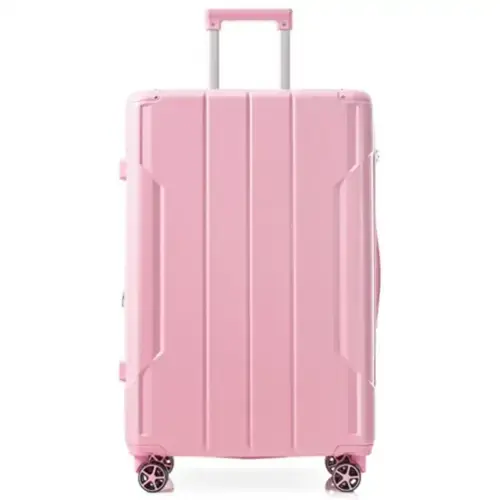 Front. HTUTWOO - Hardshell Luggage - 24-inch Expandable Checked Suitcase, Lightweight Durable ABS, Double Wheels - Pink.