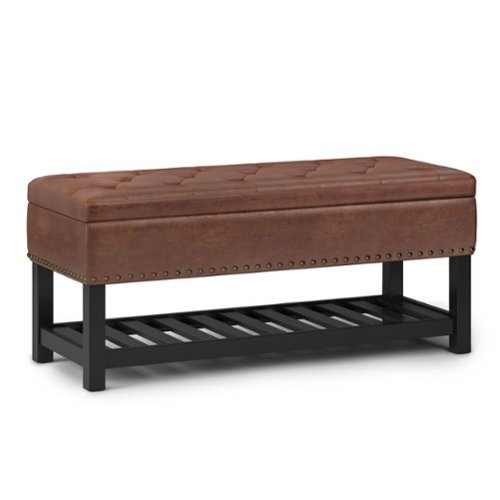 Simpli Home - Lomond Storage Ottoman Bench - Distressed Saddle Brown