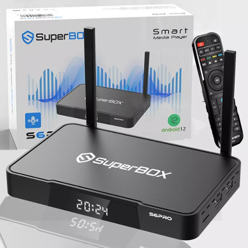 SUPERBOX - S6 PRO- 6K Android TV Box with WiFi 6 & Voice Remote TV Streaming Media Stick Devices - Black-Front_Standard 