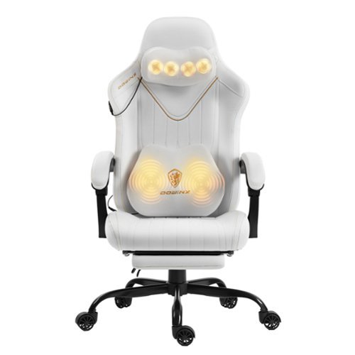 Dowinx - Video Gaming Chair with Shiatsu Neck Massage&Lumbar Support for Home Office, High Back Recliner Height Adjustable - Beige-Front_Standard 