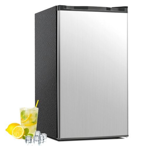 SIMZLIFE - 3.2 Cu.ft Mini Fridge , Compact Freezer , Design with Single Door, 17.52 W x 19.29 D x 31.89 H in - Silver-Front_Standard 